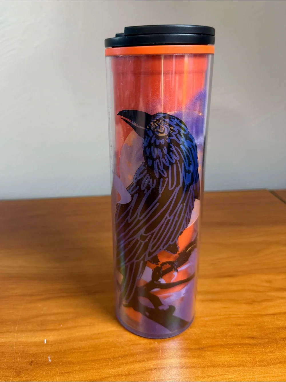 Starbucks 16oz Hot Tumbler Coffee Tea Mug Raven Halloween Orange Fall